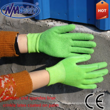 NMSAFETY weiche Handpflege Crinkle Latex Handschuhe 15 gauge grüne Bambus Liner Handschuhe